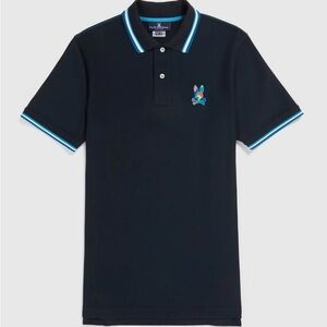 Psycho Bunny Hilsboro striped trim /Navy Polo Boys Size Medium 10/12